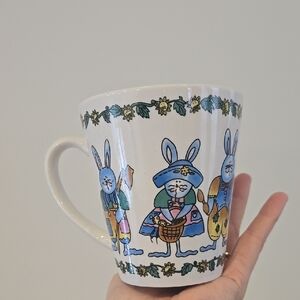 Vintage Bunny Easter Mug with Floral Design